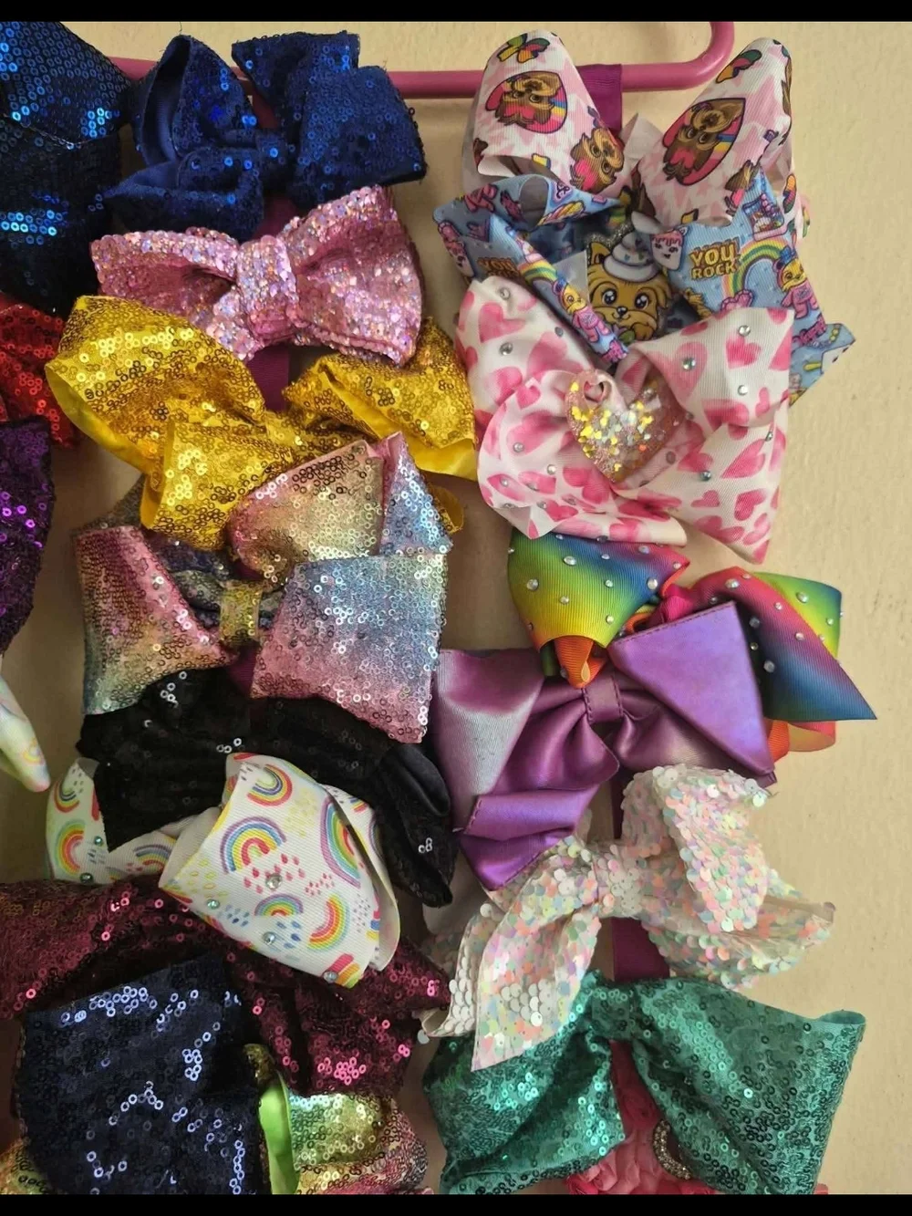 Kids Multicolor Hair Bow Lot - Assorted Glitter & Print Bows